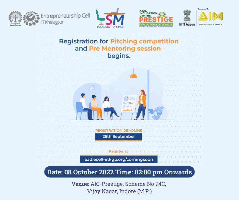 Registration open for Local Startups Meet Indore 2022 in collaboration with E-cell IIT Kharagpur on 08th October 2022